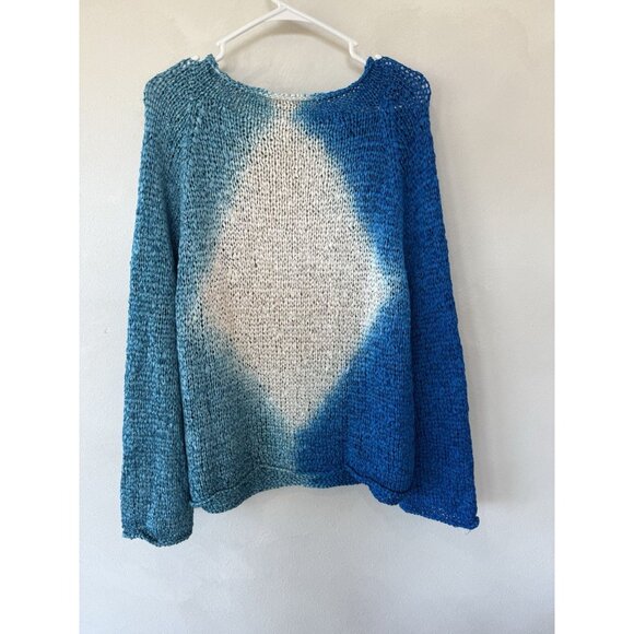 Dana Buchman Vintage 100% Silk Blue White Pullover Sweater Womens Extra Large XL - Picture 3 of 4